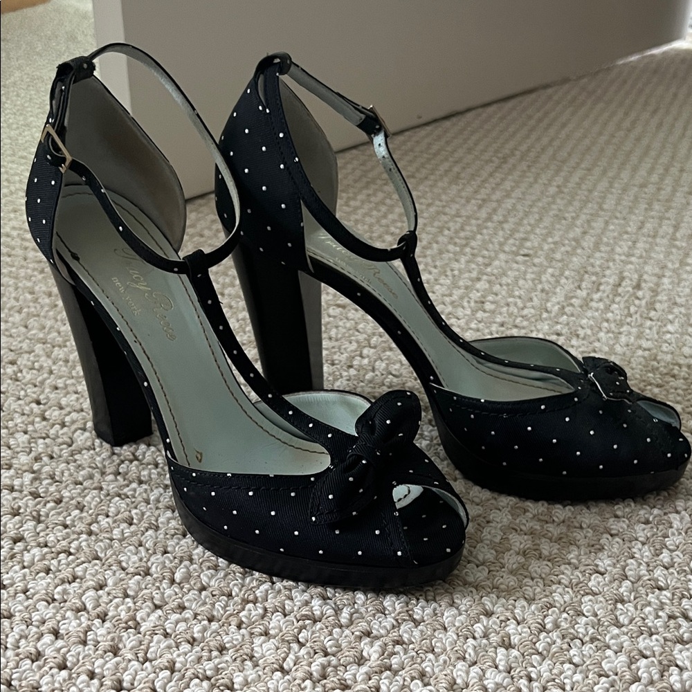 Elegant vintage inspired Tracy Reese Black Polka Dot Women's Heels size 38